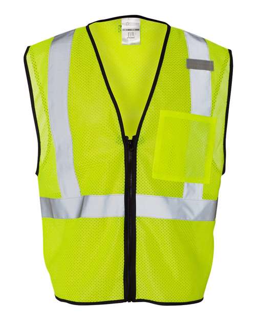 Single Pocket Zipper Mesh Class 2 Vest - Kishigo | High-Visibility Safety Vest Kishigo S/M Lime