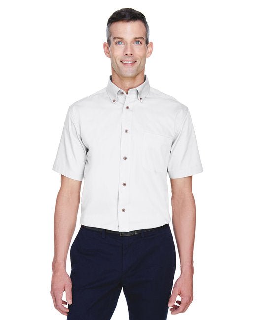 Custom Short-Sleeve Twill Shirt – Stain-Release & Wrinkle-Resistant SOYT Printing Company Small White