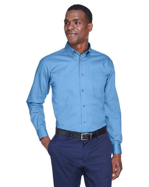 Custom Long-Sleeve Twill Shirt – Stain-Release, Wrinkle-Resistant & Durable SOYT Printing Company Small Lt College Blue