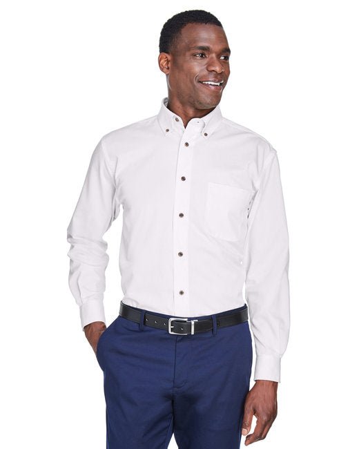 Custom Long-Sleeve Twill Shirt – Stain-Release, Wrinkle-Resistant & Durable SOYT Printing Company Small White