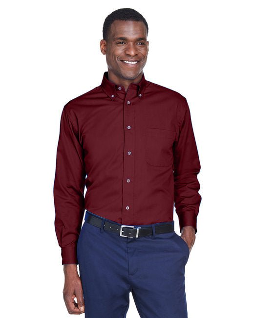 Custom Long-Sleeve Twill Shirt – Stain-Release, Wrinkle-Resistant & Durable SOYT Printing Company Small Wine Red