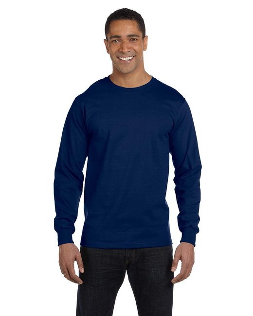 Custom Long-Sleeve T-Shirt – Moisture-Wicking & Sustainable Fabric Show Off Your Threads Printing Company Small Navy
